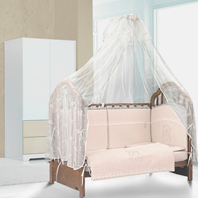 Набор в детскую кроватку Ecoline СКАНДИНАВИЯ КРИСТЛЛ Мишка с бантиком (со стразами)