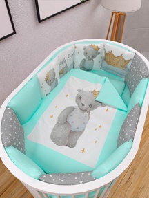 Комплект в кроватку Amarobaby 17 предметов (5+12 подушек-бортиков) 