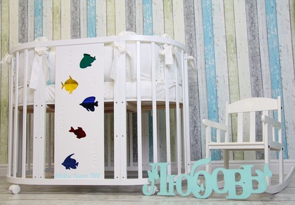 Детская кровать MIKA NORI РЫБКИ-МОЗАЙКА 7в1 (круг, овал)