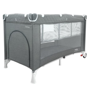 Манеж-кровать Indigo FORTUNA (2 уровня) москитная сетка, кольца