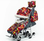 Санки-коляска Pikate Military с резиновыми колесами