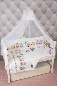 Комплект LUX (в подарочной коробке) в кроватку 7-ми предметный AmaroBaby ПТЕНЧИК