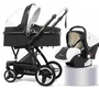 Коляска трансформер с автокреслом Belecoo X6 3 в 1 (BLACK-WHITE) Эко-кожа