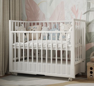 Детская кроватка Incanto Hollie маятник, колеса, автостенка