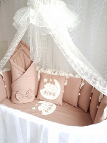 Набор в круглую и овальную кроватку Ecoline Диана 19 предметов