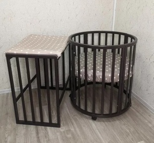 Круглая кровать Mika Mini 8 в 1 с маятником на колесах