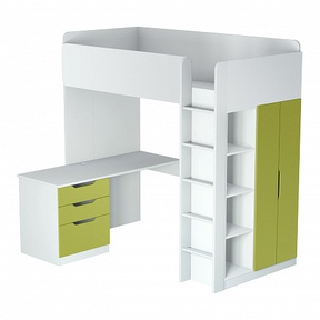 Кровать-чердак Polini Simple с письменным столом и шкафом
