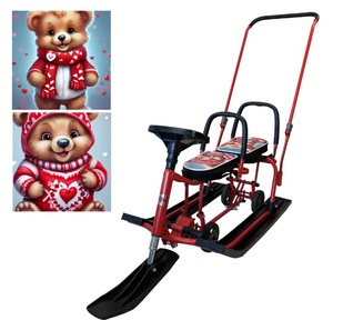 Снегокат для двойни Барс 507 TWINS BABY PUSH с колесами 