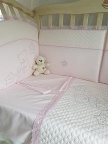 Набор в детскую кроватку Ecoline СКАНДИНАВИЯ КРИСТЛЛ Мишка с бантиком (со стразами)