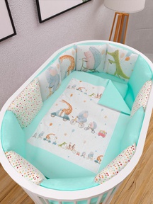 Комплект в кроватку Amarobaby 17 предметов (5+12 подушек-бортиков) 